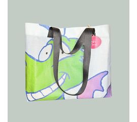 Tasche Emme - Ansicht Seite -  Farbe blau/Drache
